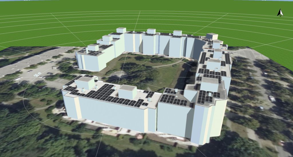 Mittelgroße PV-anlage für ein Wohnungskomplex bei München, Deutschland